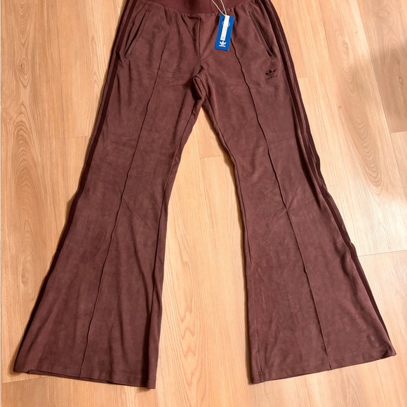 Adidas Women's Suede Mauve Flared Track Pants - Picture 5 of 9